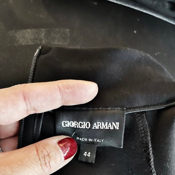 GIORGIO ARMANI Black Jersey Dress High Neck 3/4 Sleeves IT 44 Italy Medium 8 EUC - Picture 7 of 10